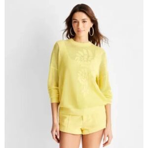 Future Collective Floral Print Long Sleeve Crewneck Jacquard Sweater  (XXS)